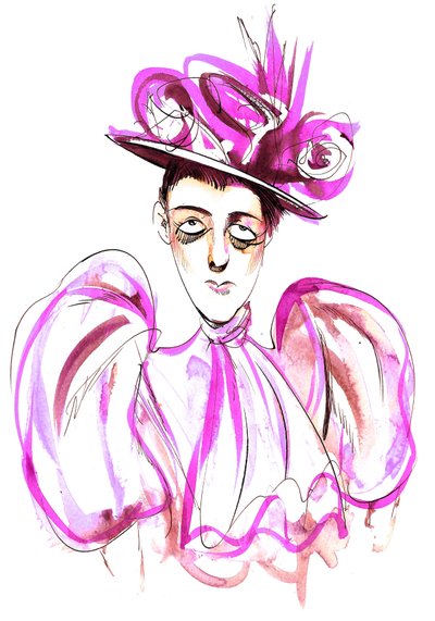 Edith Wharton - colour caricature of American novelist and short-story writer (1861-1937) by Neale Osborne